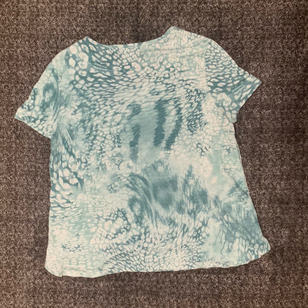 Chico's Green/Aqua Patterned T-Shirt - Picture 2 of 3